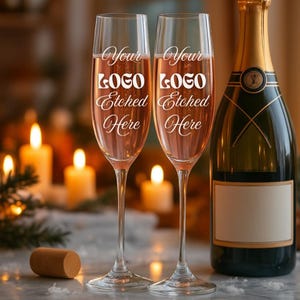 Custom Logo Promotional Champagne Glasses – 10oz Personalized Flutes for Parties, Business Gifts, Branding