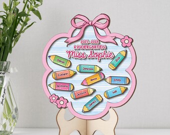 Personalized Teacher Flower Wooden Name Sign, Teacher Appreciation Gifts 2026, Classroom Door Sign, Thank You Teacher Gift From Student