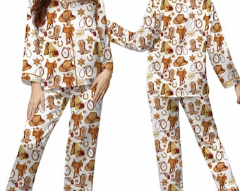 Pijamas occidentales, pijamas de vaquera, pijamas navideños para mujer, atuendo de rodeo, pijamas navideños bonitos para toda la familia.