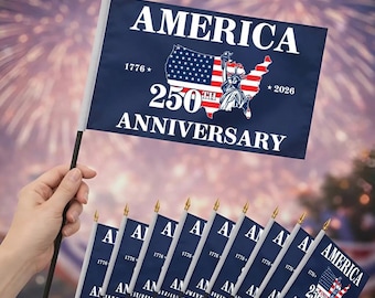20 banderas de mano de Estados Unidos 250 (1776–2026), bandera patriótica del 250 aniversario, decoración del Día de la Independencia, bandera para el desfile del 4 de julio.