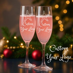 Custom Logo Promotional Champagne Glasses – 10oz Personalized Flutes for Parties, Business Gifts, Branding