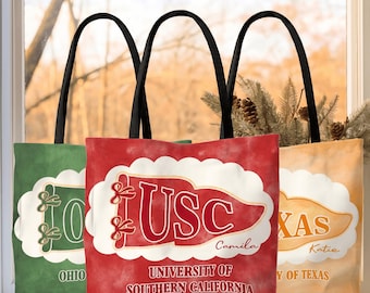 Bolso de mano personalizado con banderín escolar, regalo de graduación de la promoción de 2026, bolso de mano personalizado para recuerdo de graduación para la residencia estudiantil.