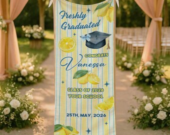 Custom Graduation Party Tapestry Banner, 2026 Grad Party Decor, Personalized Freshly Graduated Welcome Sign