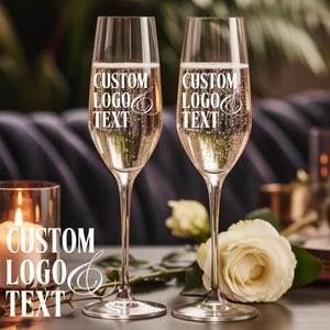 Personalized Logo Champagne Flutes – Custom 8oz Glasses for Corporate Events, Marketing, Party Favors