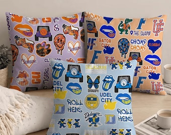 Fundas de almohada personalizadas para la universidad, almohadas para fiestas universitarias, decoración para dormitorios universitarios, almohadas para fiestas de cama, artículos universitarios, almohadas escolares