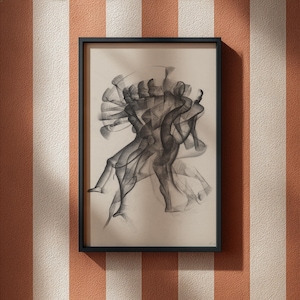 Human Form Charcoal Print, Gestural Figure Drawing, Expressive Line Art Home Decor