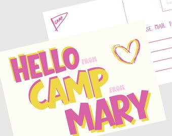 Personalized Camp Postcards: Multiple Color Options, Summer Care Package