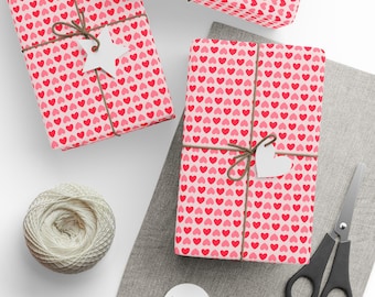 Pink Heart Pattern Wrapping Paper | Valentine Gift Wrap Roll