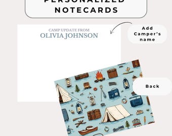 Tarjetas personalizadas para campamento con sobres / Paquete de artículos de campamento de verano / Camping ecológico