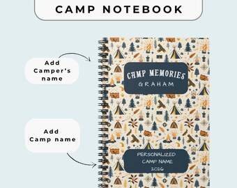 Diario de campamento personalizado para niños / Cuaderno de campamento personalizado / Libro de recuerdos de campamento / Regalo de campamento para niños / Diario de recuerdos de campamento