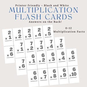 Multiplication Flashcards: Math Facts 0-12 (Printable PDF)