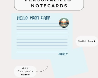 Tarjetas personalizadas para campamento con sobres / Paquete de artículos de cuidado para campamento de verano