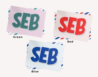 Personalized initial Postcards: Multiple Color Options | Kids Stationary