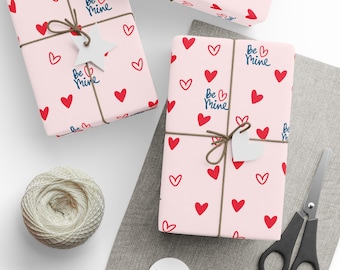 Be Mine heart pattern Wrapping Paper | Valentine hearts gift wrap roll