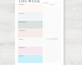 Agendas Minu coloridas: planificador diario, semanal y de comidas. Notas Post-it: 4x6 pulgadas.