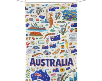 Australian Icons und Wahrzeichen Mikrofaser Geschirrtuch | Australien-Tag