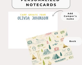 Tarjetas personalizadas para campamento con sobres / Paquete de artículos de campamento de verano / Amarillo para acampar