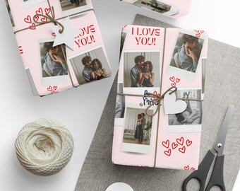 Personalized Valentine Photo Collage Wrapping Paper