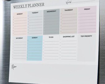 Notas Post-it para planificador semanal: Diseño de colores relajantes, lista de tareas de 6x8 pulgadas.