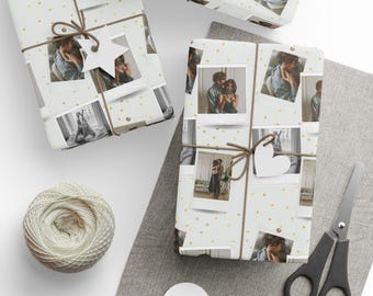 Photo Collage Polaroid Pattern Wrapping Paper | Custom Photo Gift Wrap