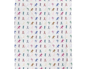 Colorful Playful Yoga Animal Pattern Blanket | Velveteen Plush Blanket