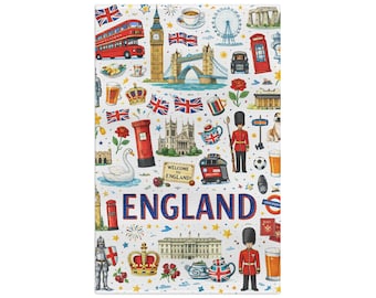England Icons Mikrofaser Geschirrtuch | London Wahrzeichen, Union Jack, Tee Motive