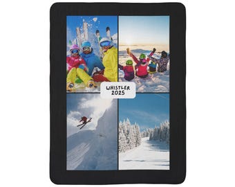 Manta de lã sherpa personalizada com fotos à sua escolha