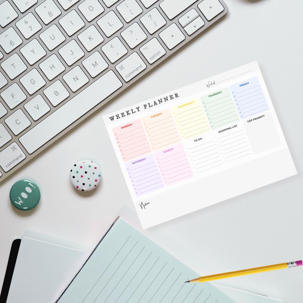 Colorful Weekly Planner Post-it Notes: Rainbow Design, 6x8 To-do List ...