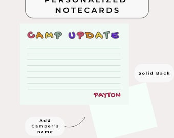 Tarjetas personalizadas para campamento con sobres / Paquete de artículos de cuidado para campamento de verano