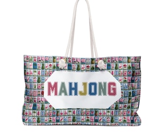 Bolso con estampado de fichas de Mahjong / Bolso de mano con diseño de fichas de Mahjong / Bolso de viaje para noches de juegos