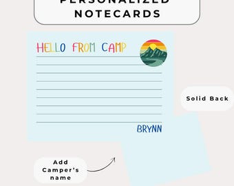 Tarjetas personalizadas para campamento con sobres / Paquete de artículos de cuidado para campamento de verano