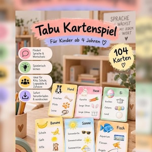 Cartões Tabu para crianças | Jogo de adivinhação de vocabulário para imprimir (PDF) | Explicação de termos | Treinamento da fala | Desenvolvimento da linguagem | Alemão como segunda língua | Terapia da fala