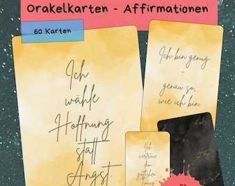 60 Oracle Cards with Affirmation I Self-Love Cards I Mindfulness & Inspiration Tarot Deck Fortune Telling Esoteric Oracle Spiritual Card Reading