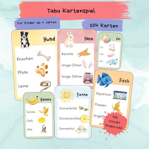 Tabu Karten für Kinder I Wortschatz-Ratespiel zum Ausdrucken (PDF) I Begriffe erklärenI Sprechtraining I Sprachförderung I DaZ I Logopädie
