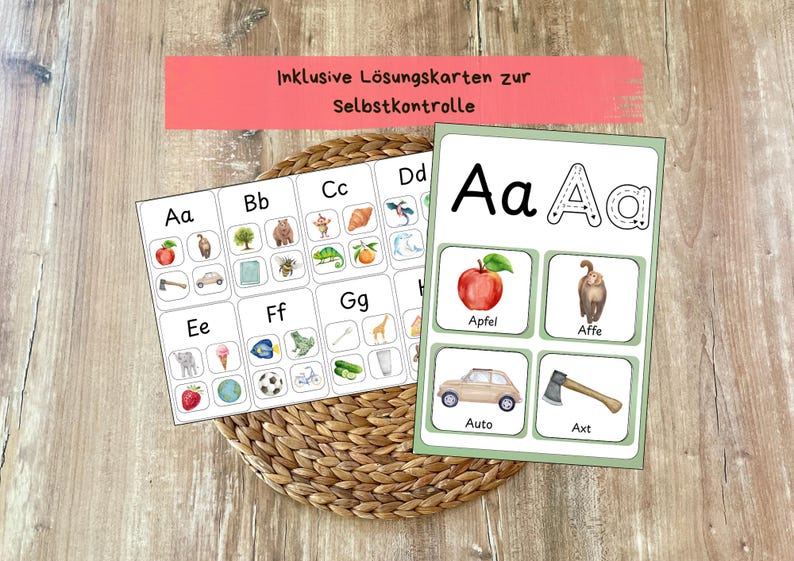 Learn Letters Alphabet Sorting Game Picture Cards Flashcards Matching ...