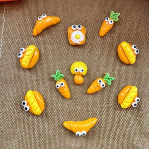 Set of 9 Kawaii Bakery food Cabochons Charms – Cute Miniature Food -Carrot-Toast-Croissant-Hotdog for DIY Crafts, Phone Case, Slime, Decoden