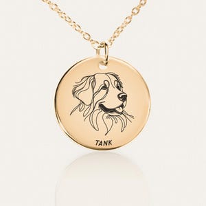 Bernese Mountain Dog Necklace - Custom Dog Line Art Pendant - Double-Sided - Personalized Pet Memorial or Gift - Stainless Steel
