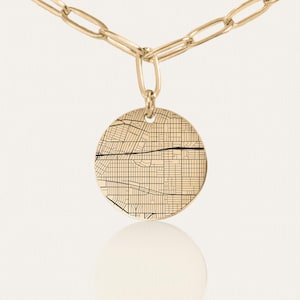 Personalisierte Landkarte Halskette - Benutzerdefinierter Münzanhänger an Büroklammer Kette - Straßen- oder Stadtkarte Schmuck - Edelstahl - Sinnvolles Geschenk