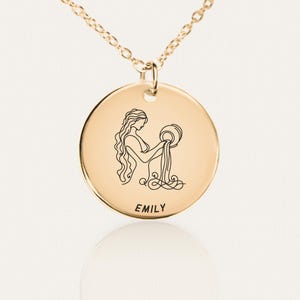 Collier zodiaque Verseau - Pendentif pièce de monnaie recto-verso - Acier inoxydable, or 18 carats ou plaqué or rose - Cadeau personnalisé pour visionnaire