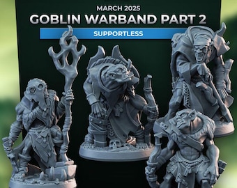 Goblin Warband (4 Varianten) - 32 mm Größe - Ultrafeine 0.06 mm Detailzeichnung - Schweizer Herstellung - Unbemalt - Arbiter Miniatures