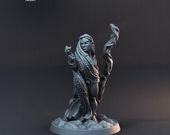 Menschliche Druids (2 Varianten) - 32 mm Mensur - Ultrafeine 0.06 mm Detailarbeit - Schweizer Herstellung - Unbemalt - Arbiter Miniatures