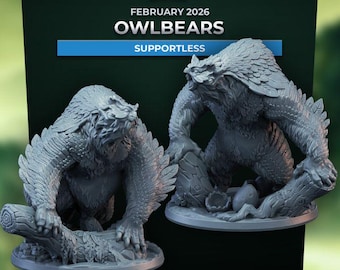Owlbears (2 Varianten) - 32 mm Mensur - Ultrafeine Detailzeichnung 0.06 mm - Schweizer Herstellung - Unbemalt - Arbiter Miniatures