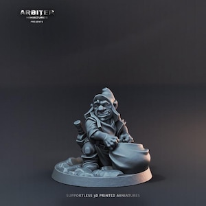Gnome Heroes – 32mm Fantasy Miniatures (3 Variants) – Printed in Grey PLA – Unpainted – Arbiter Miniatures