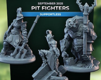 Pit Fighters (3 Varianten) - 32 mm Mensur - Ultrafeine 0.06 mm Detailgenauigkeit - Schweizer Herstellung - Unbemalt - Arbiter Miniatures