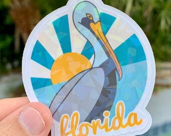 Pelican Sunny Florida Holographic Sticker