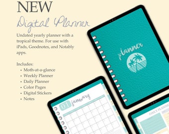 Hibiscus Tropical Digital Planner: iPad Goodnotes Planner + Stickers (PDF)