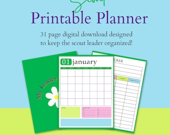 Scout Printable Planner Download | 8.5x11" | Troop Leader Organization | Badge Tracker | Kaper Chart