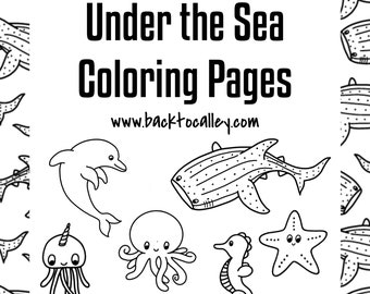 Under the Sea Coloring Pages: Sea Life Illustrations (PDF Pattern)