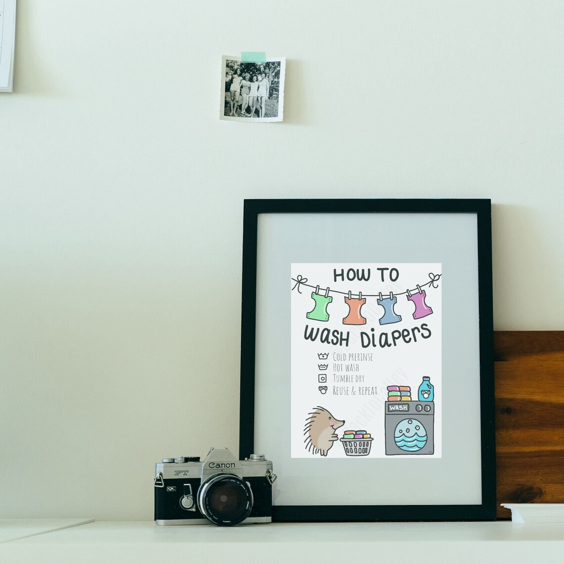 How to Wash Cloth Diapers | Laundry Room Printable | Hedgehog | 8.5" X ...