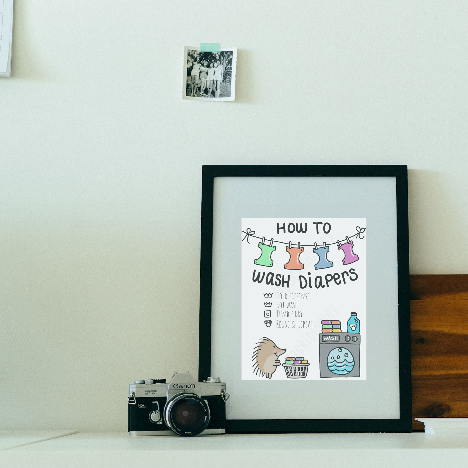 How to Wash Cloth Diapers Laundry Room Printable Hedgehog - Etsy